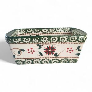 Temptations Ceramic Old World Holiday Floral 12 Oz Mini Loaf Pan Dish